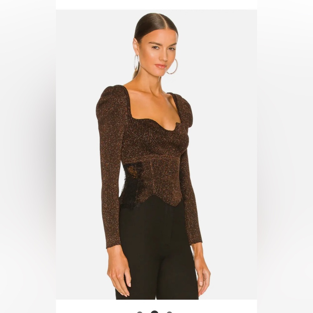 ELLIATT Cassie top Bronze Brown sparkling lurex Size XS